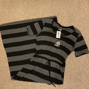 Bobeau Striped Short Sleeved Tee Maxi Dress